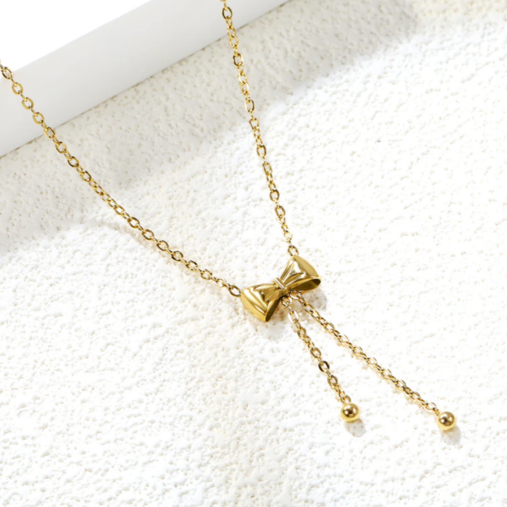 Dainty Bow Drop Necklace