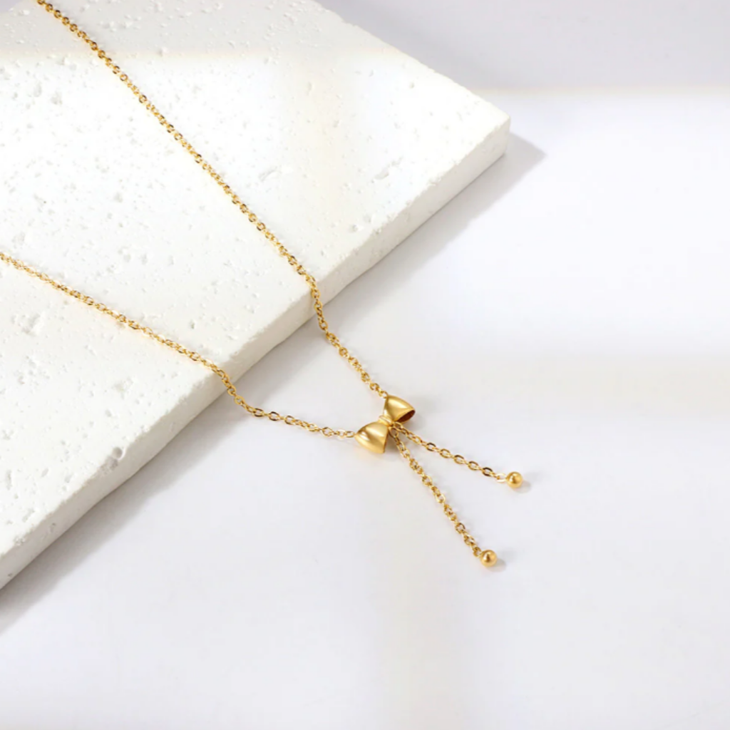 Dainty Bow Drop Necklace