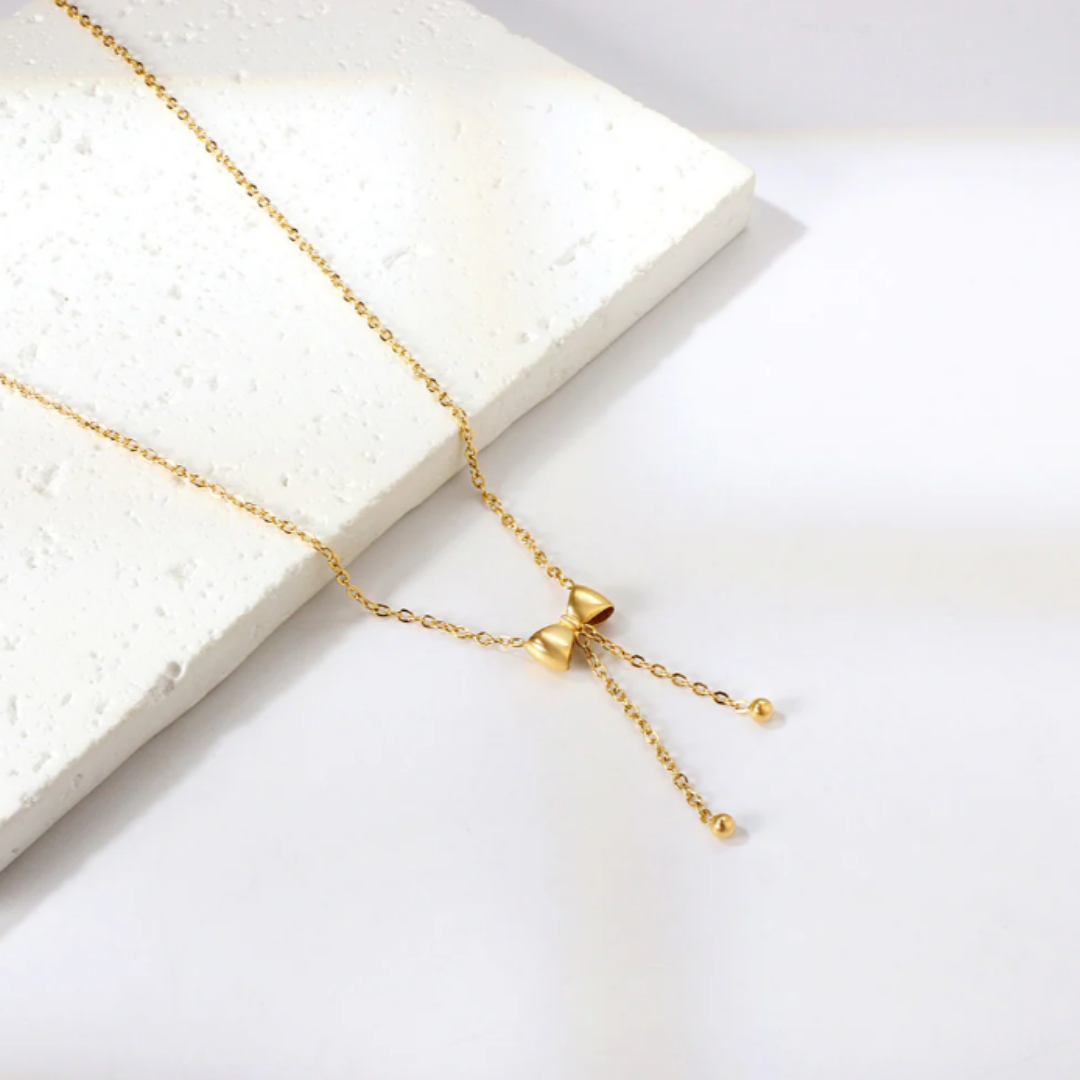 Dainty Bow Drop Necklace