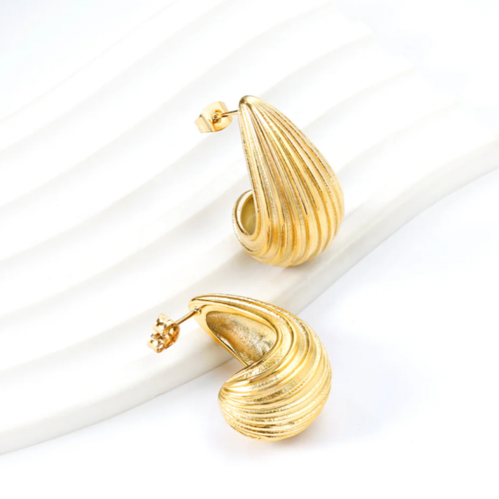 Ribbed Teardrops Earrings