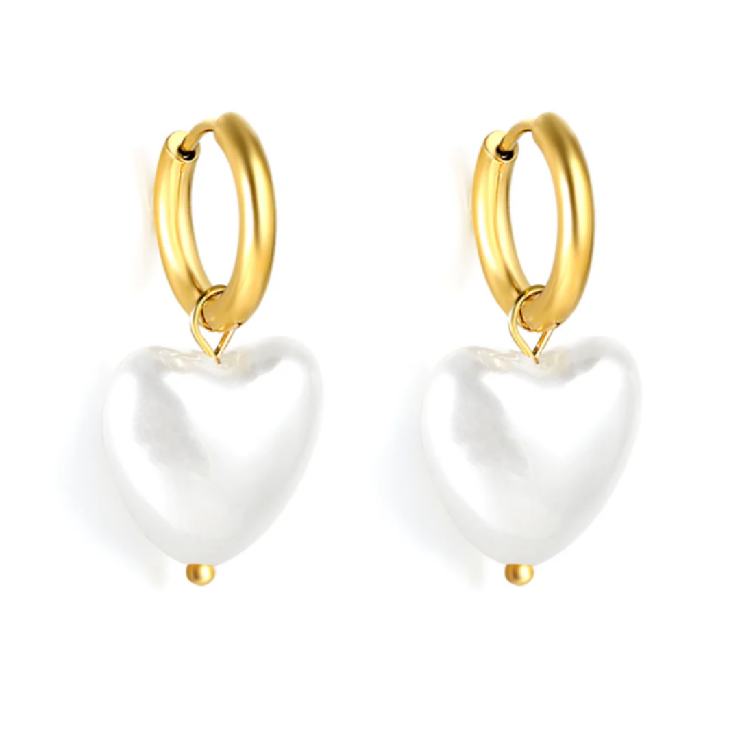 Heart-Shaped Pearl Earrings