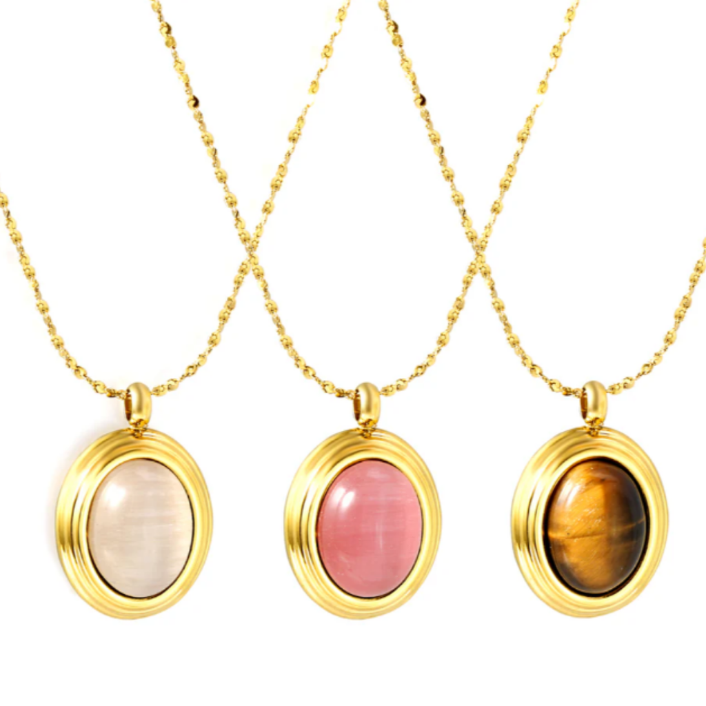 Colour-stone Oval Necklace