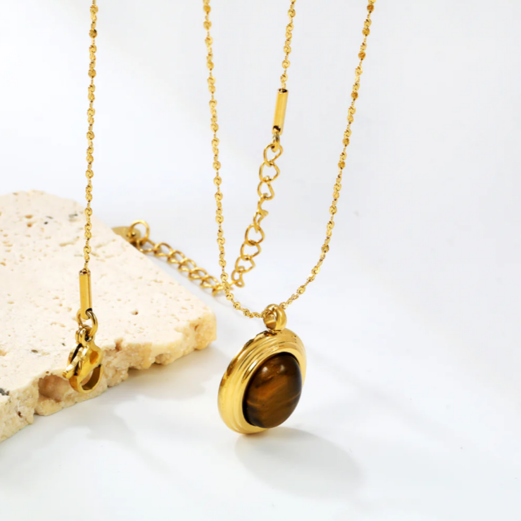 Colour-stone Oval Necklace