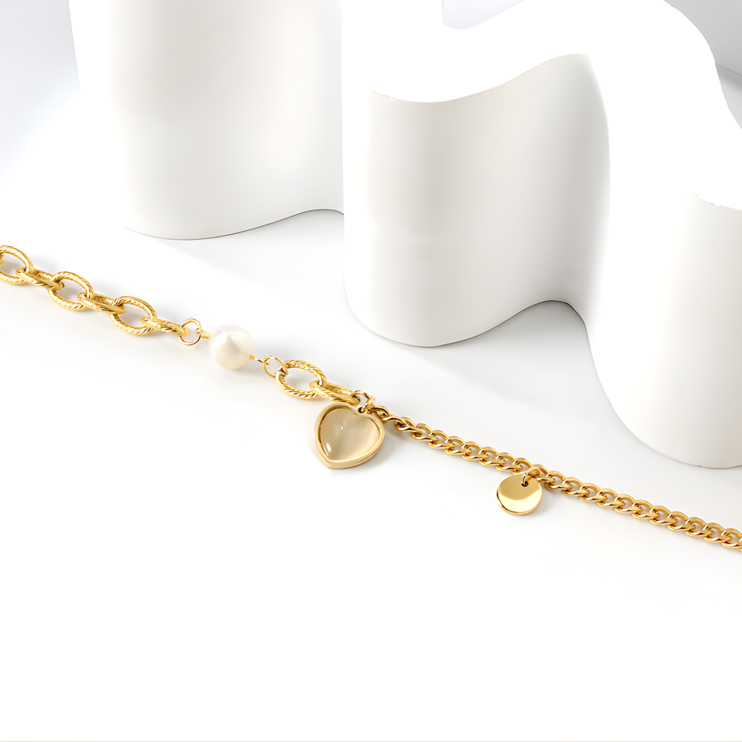 Pearl Heart charm Bracelet