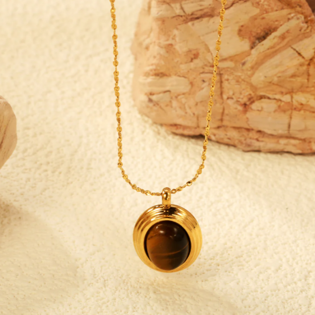 Colour-stone Oval Necklace