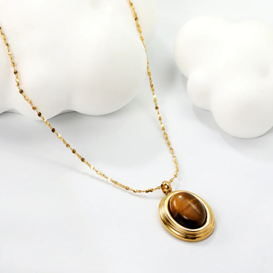 Colour-stone Oval Necklace