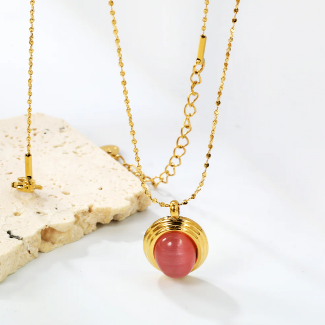 Colour-stone Oval Necklace
