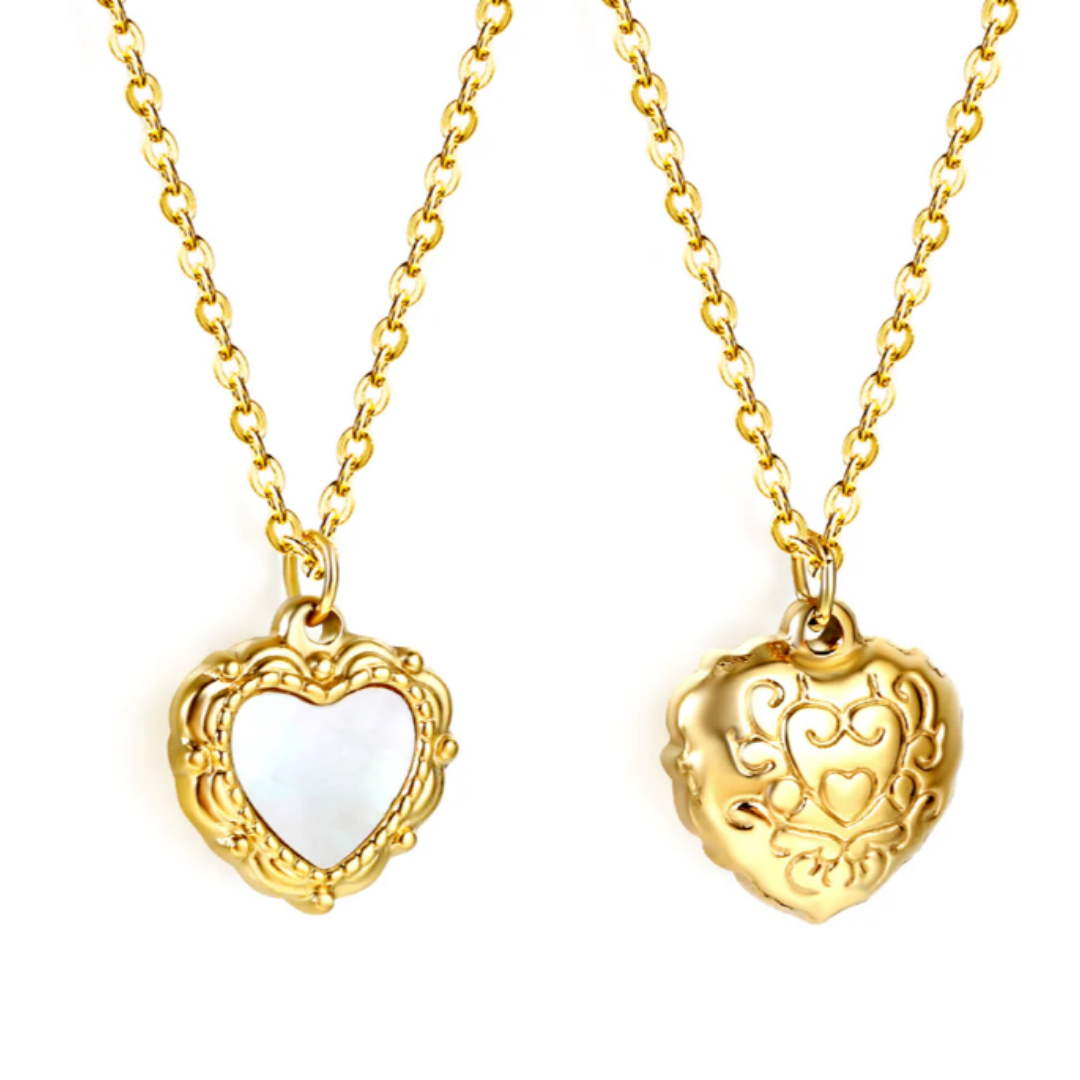 Vintage Heart & Shell Necklace