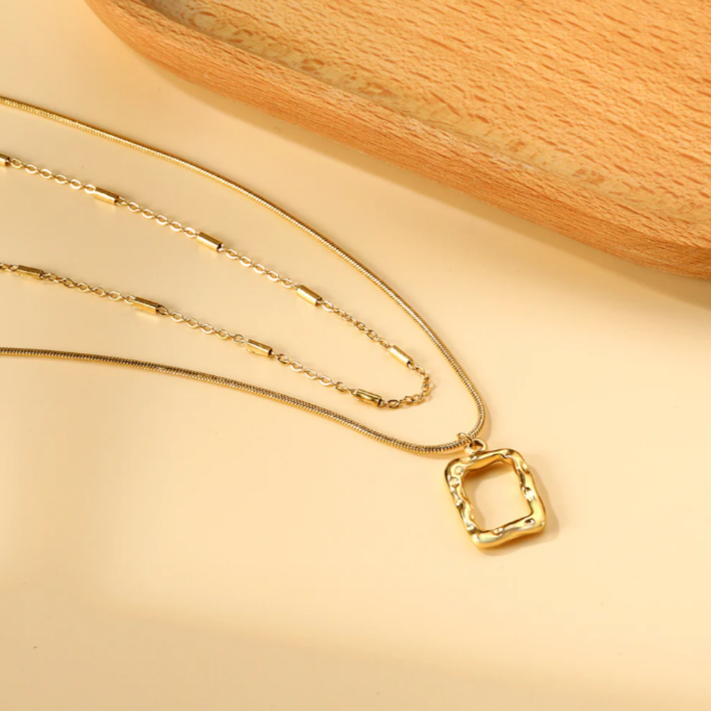 Layered Square Pendant Necklace