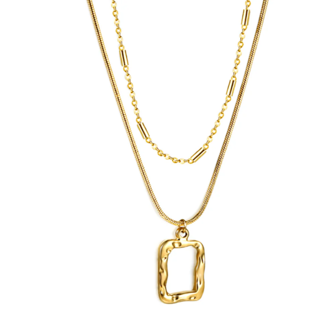 Layered Square Pendant Necklace